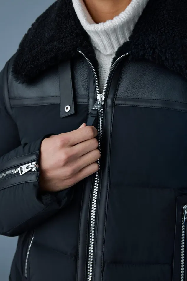 Shearling Jackets Men Mackage ROBERT Mixedmedia Shearling Down Jacket Sky Blue Shearling Jackets Men Mackage ROBERT Mixedmedia Shearling Down Jacket Sky Blue