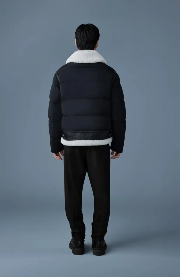 Shearling Jackets Men Mackage ROBERT Mixedmedia Shearling Down Jacket Sky Blue Shearling Jackets Men Mackage ROBERT Mixedmedia Shearling Down Jacket Sky Blue
