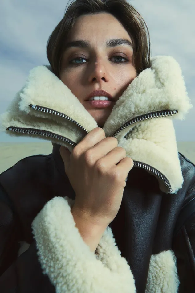 Shearling Jackets Women Mackage PENELOPA Sheepskin Jacket With Double Collar Black
