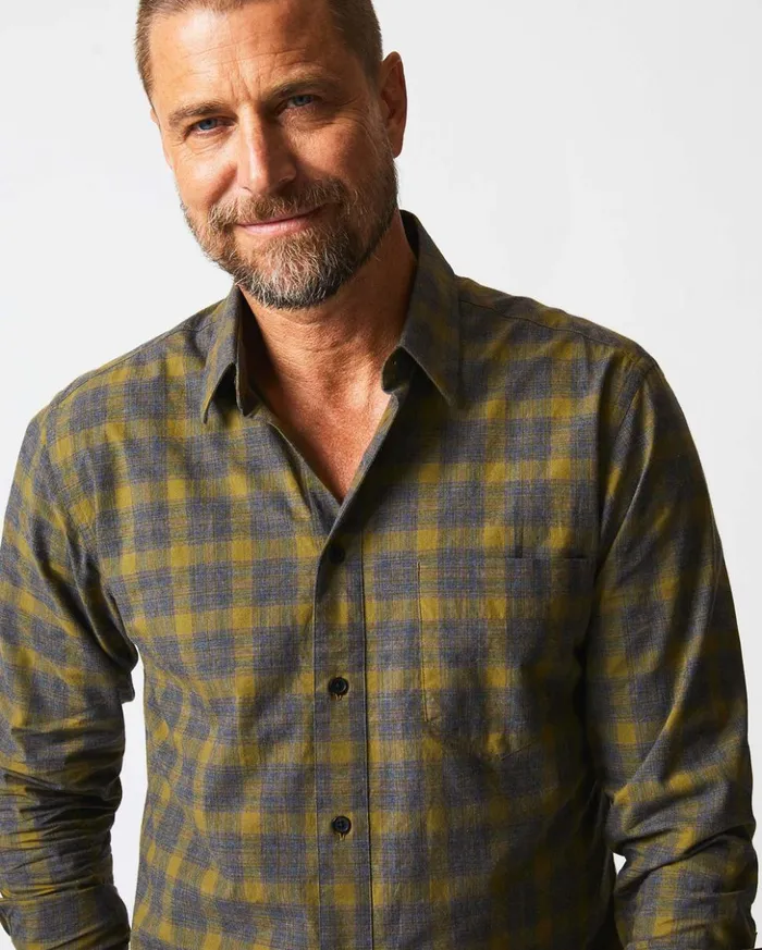 Shirting Men Billy Reid Melange Shadow Plaid Tuscumbia Shirt Greyolive