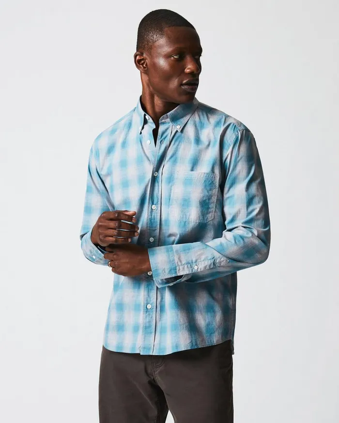 Shirting Men Billy Reid Melange Shadow Plaid Tuscumbia Shirt Greysmoke Blue