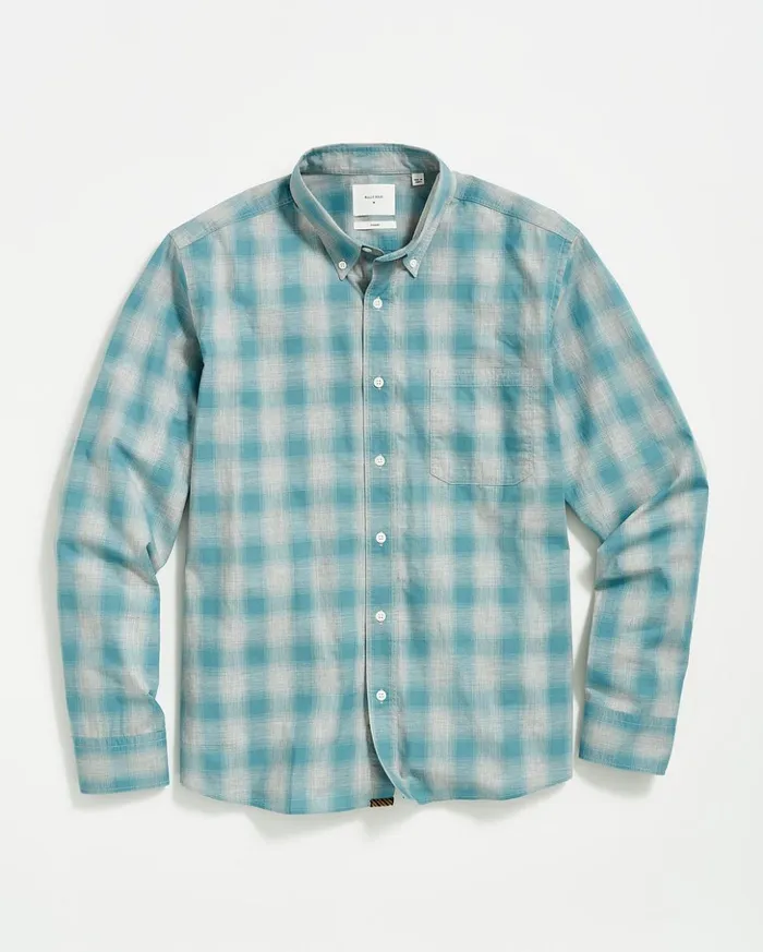 Shirting Men Billy Reid Melange Shadow Plaid Tuscumbia Shirt Greysmoke Blue