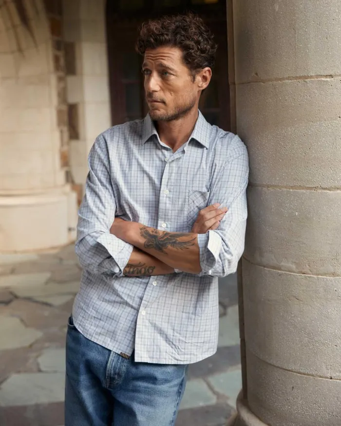 Shirting Men Billy Reid Melange Window Plaid John T Shirt Greymulti