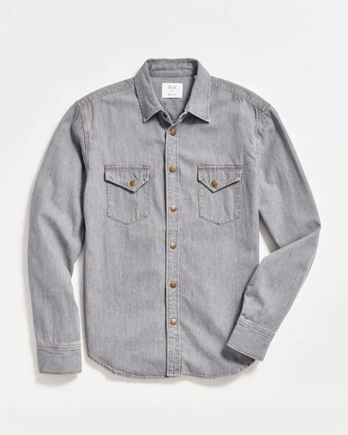 Shirting Men Billy Reid Shoals Denim Shirt Grey Wash
