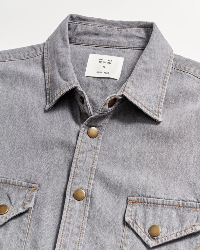 Shirting Men Billy Reid Shoals Denim Shirt Grey Wash