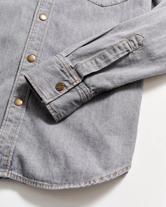 Shirting Men Billy Reid Shoals Denim Shirt Grey Wash