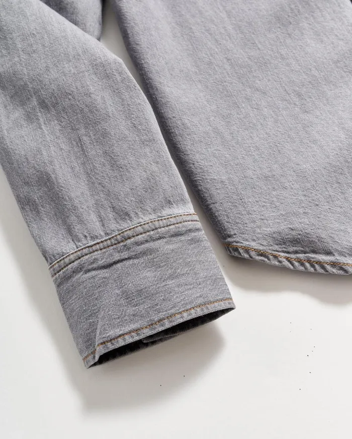 Shirting Men Billy Reid Shoals Denim Shirt Grey Wash