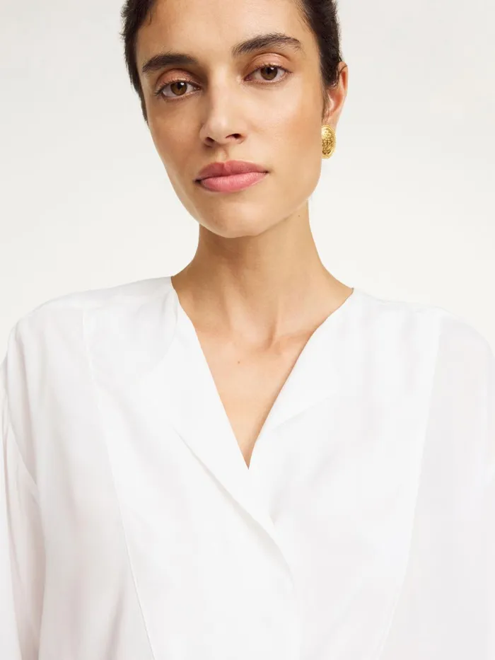 Shirts and Blouses Women By Malene Birger Fayette Silkblend Shirt Pure White Shirts and Blouses Women By Malene Birger Fayette Silkblend Shirt Pure White