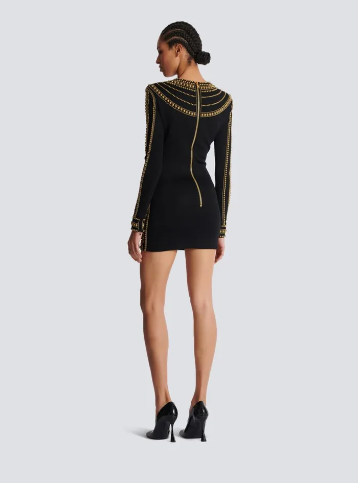 Short Gold Beadembroidered Dress Gold Women Balmain Dresses