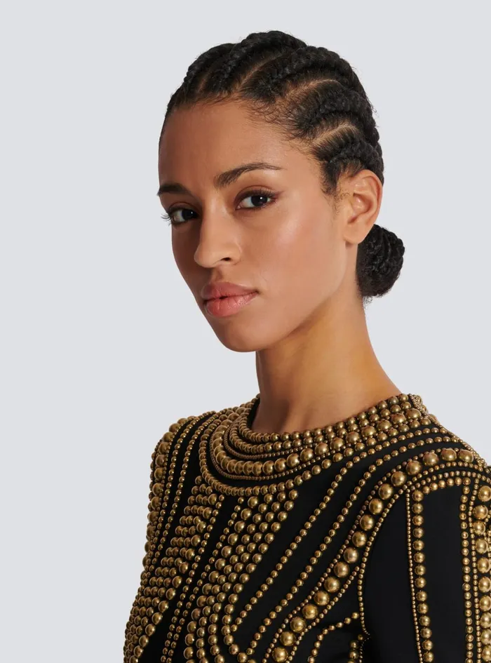 Short Gold Beadembroidered Dress Gold Women Balmain Dresses