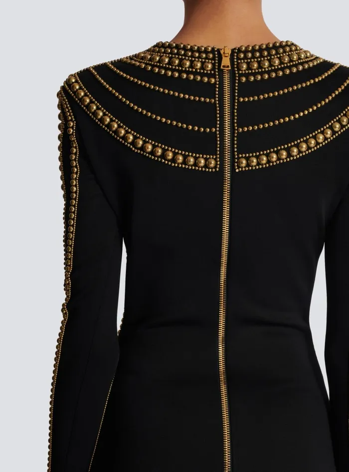Short Gold Beadembroidered Dress Gold Women Balmain Dresses