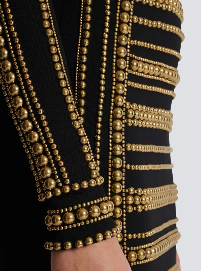 Short Gold Beadembroidered Dress Gold Women Balmain Dresses
