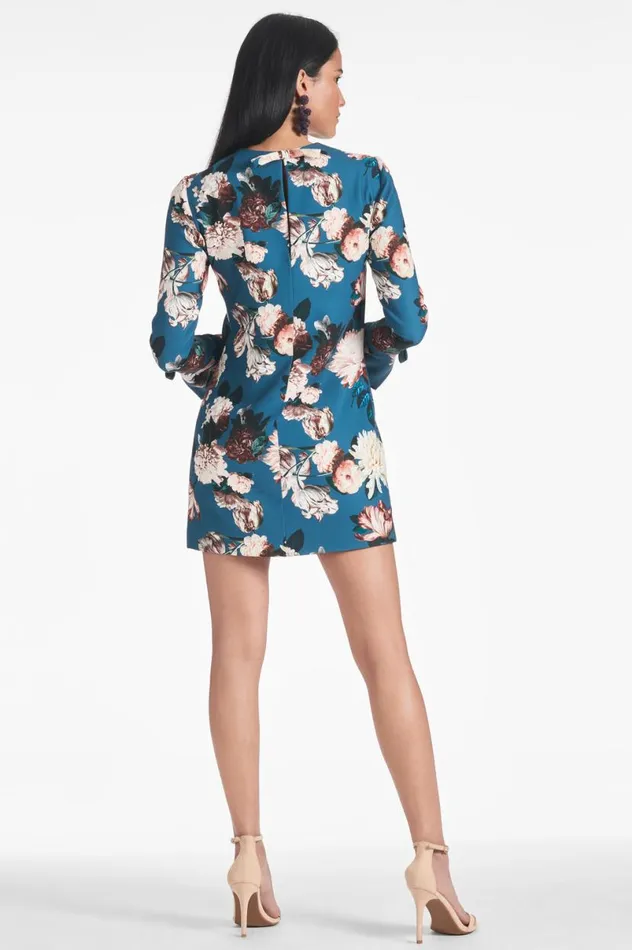 Short Women Sachin and Babi Lily Dress 8211 Teal Garden Crepe Mini Dress