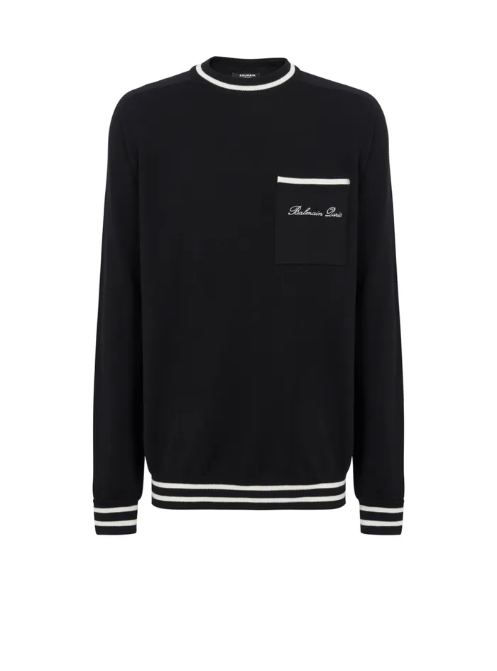 Signature Jumper Black Men Balmain Knitwear