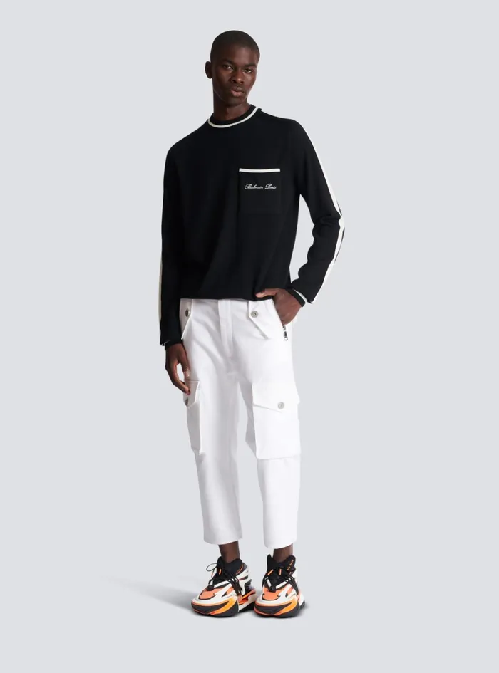 Signature Jumper Black Men Balmain Knitwear