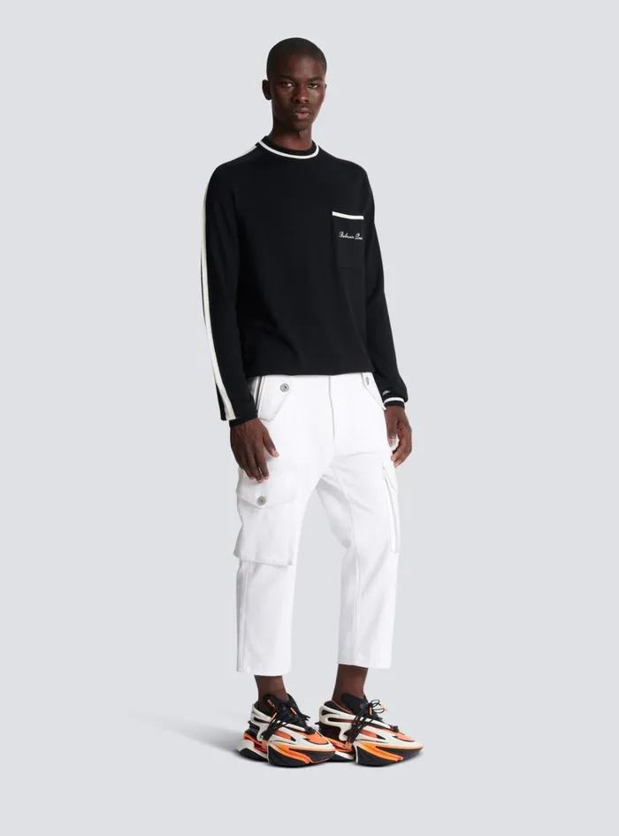 Signature Jumper Black Men Balmain Knitwear
