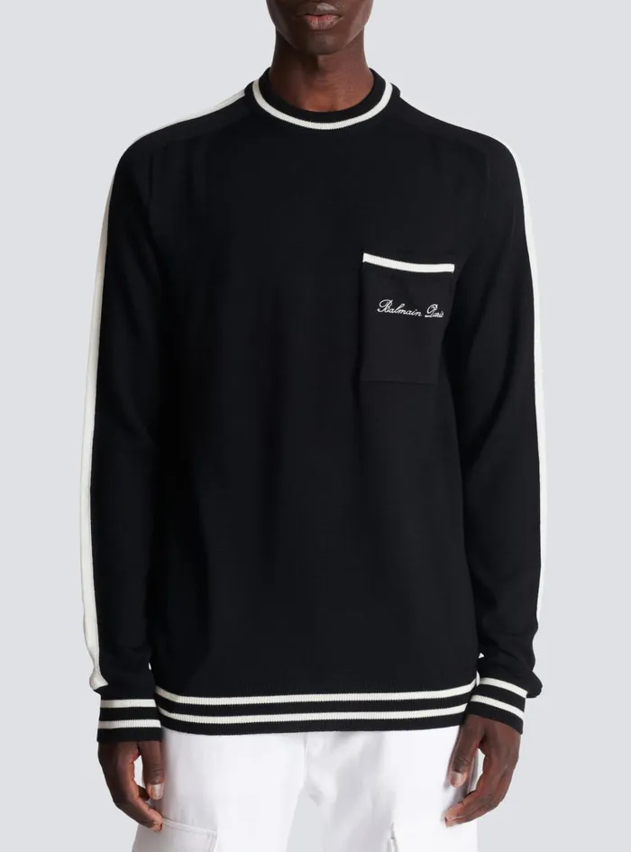 Signature Jumper Black Men Balmain Knitwear