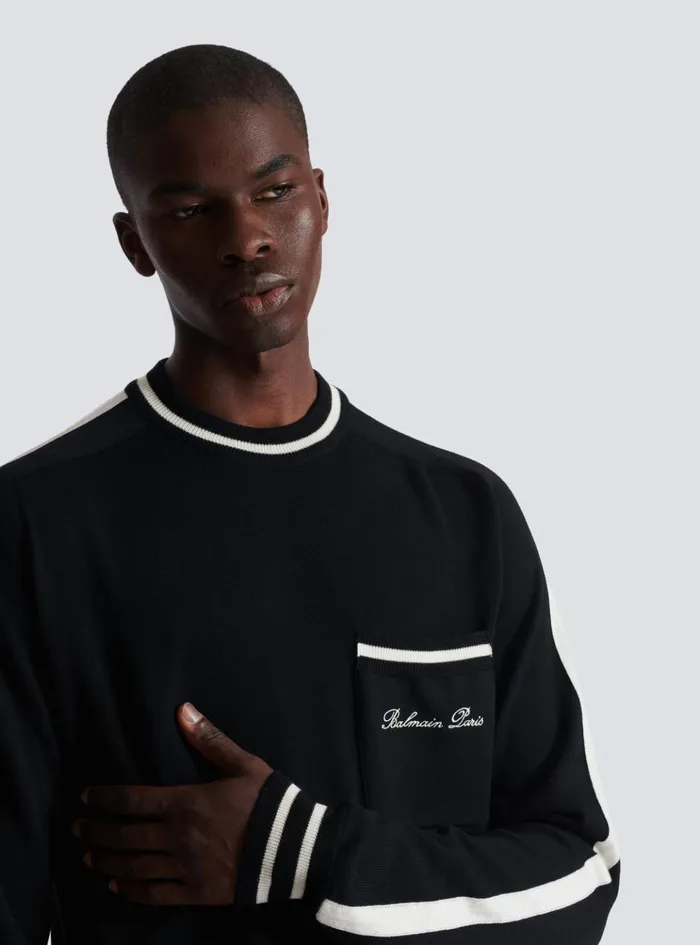 Signature Jumper Black Men Balmain Knitwear