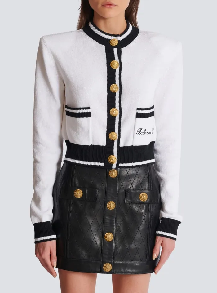 Signature Knit Cardigan White Women Balmain Knitwear