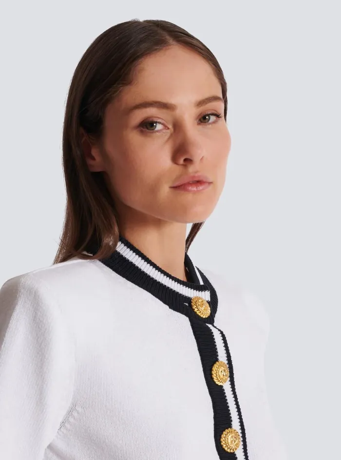 Signature Knit Cardigan White Women Balmain Knitwear