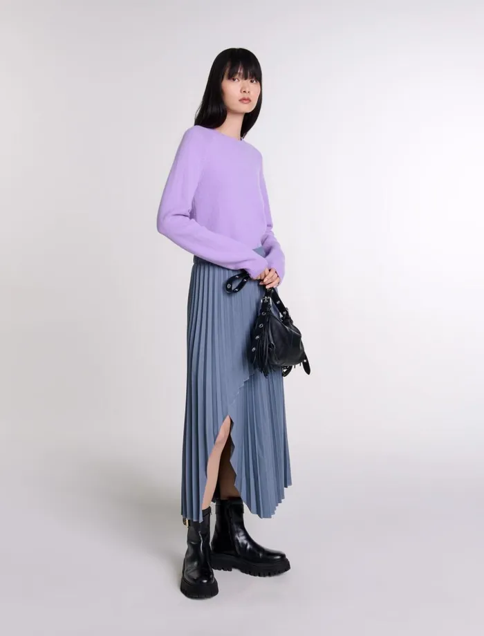 Skirts and Shorts Women Maje Asymmetrical Pleated Skirt Grey