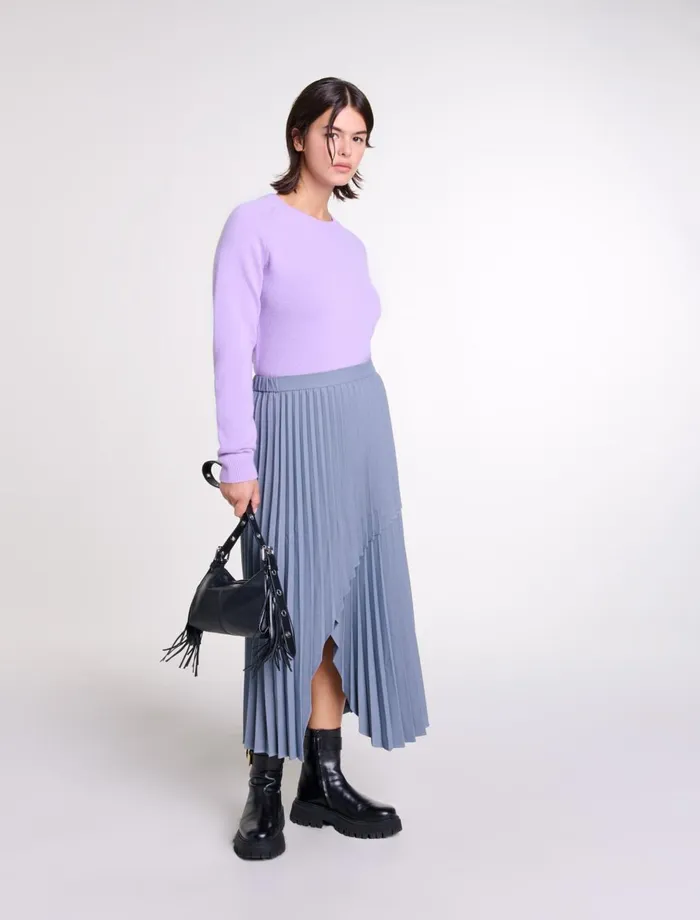 Skirts and Shorts Women Maje Asymmetrical Pleated Skirt Grey