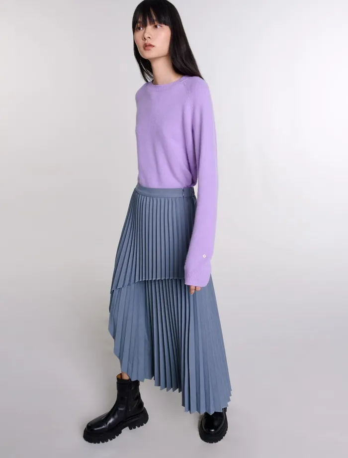 Skirts and Shorts Women Maje Asymmetrical Pleated Skirt Grey