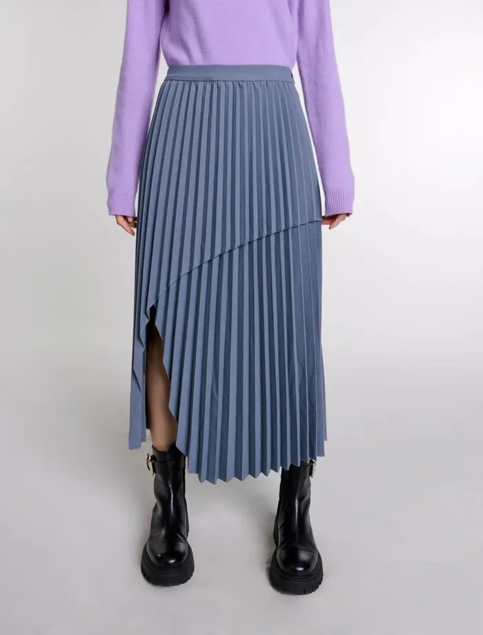 Skirts and Shorts Women Maje Asymmetrical Pleated Skirt Grey