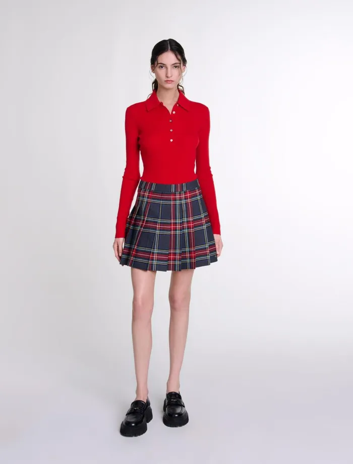 Skirts and Shorts Women Maje Short Tartan Print Skirt Red Tartan