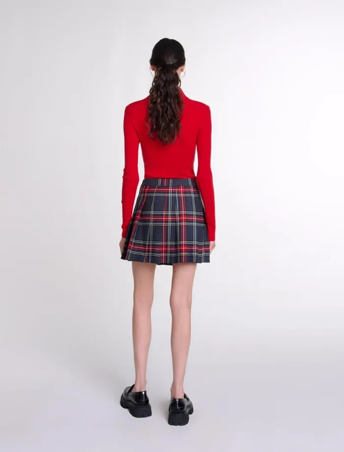 Skirts and Shorts Women Maje Short Tartan Print Skirt Red Tartan