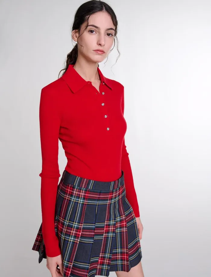 Skirts and Shorts Women Maje Short Tartan Print Skirt Red Tartan