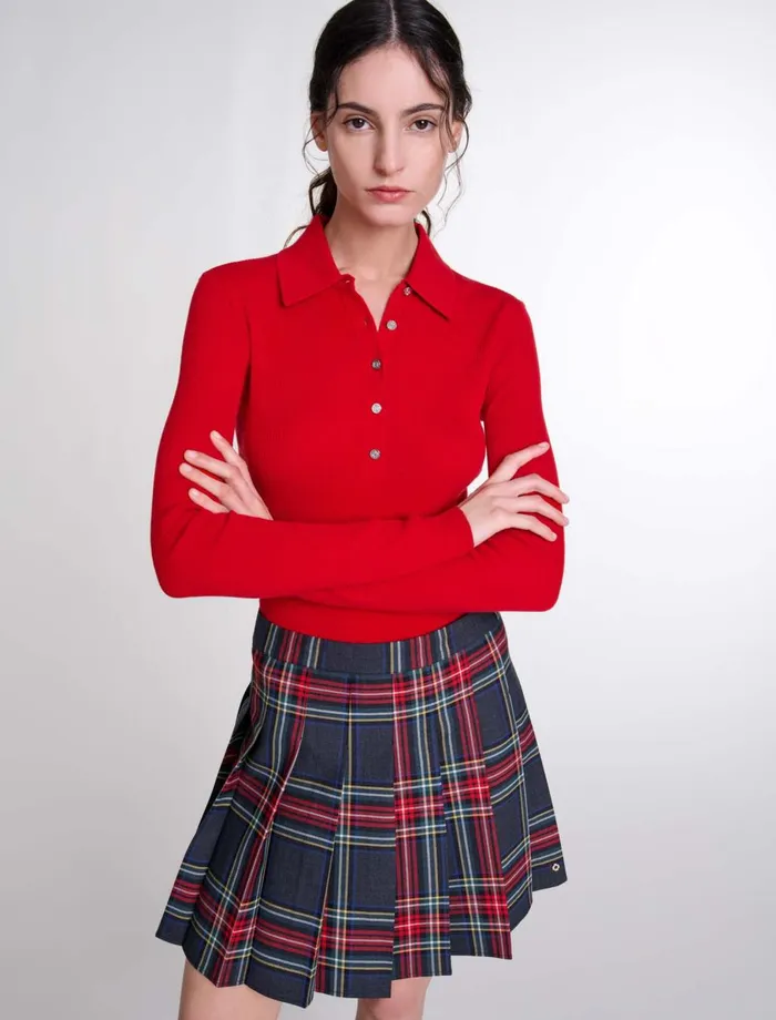 Skirts and Shorts Women Maje Short Tartan Print Skirt Red Tartan