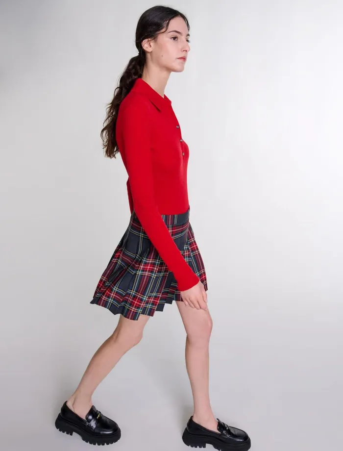 Skirts and Shorts Women Maje Short Tartan Print Skirt Red Tartan