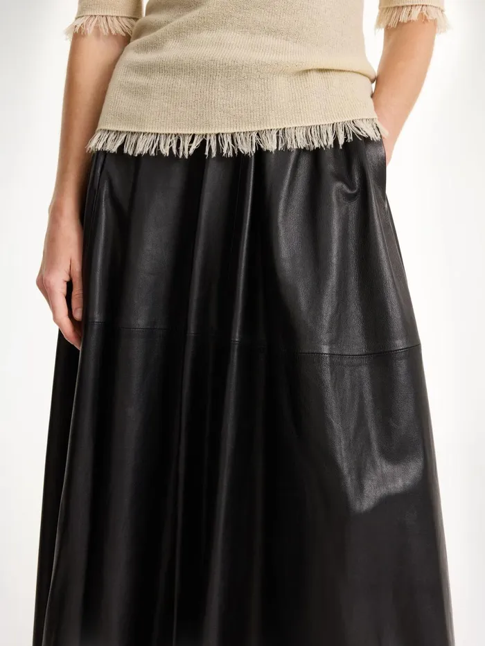 Skirts Women By Malene Birger Mivilo Midi Leather Skirt Black Skirts Women By Malene Birger Mivilo Midi Leather Skirt Black