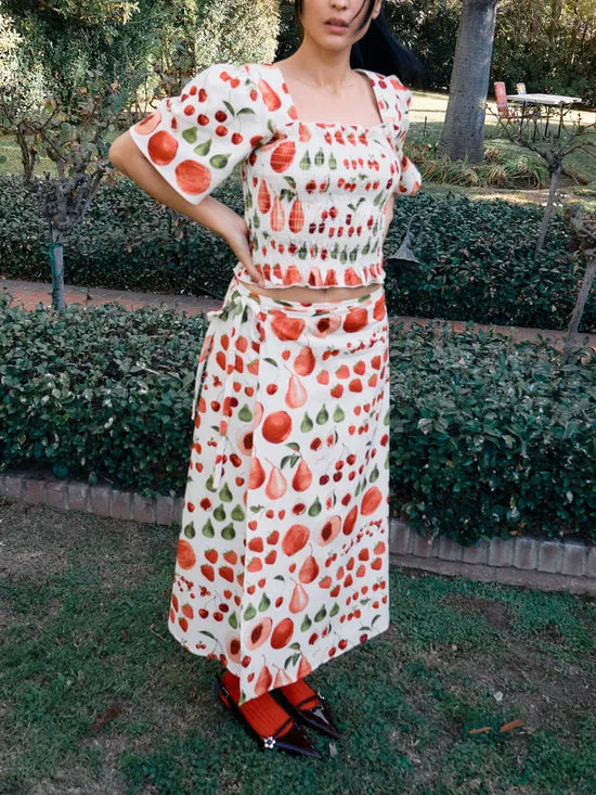 Skirts Women Lisa Says Gah Capri Wrap Skirt Fruit Print