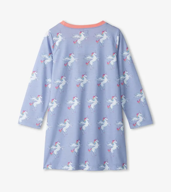 Sleepwear Girls Hatley Girls Rainbow Unicorn Long Sleeve Nightgown
