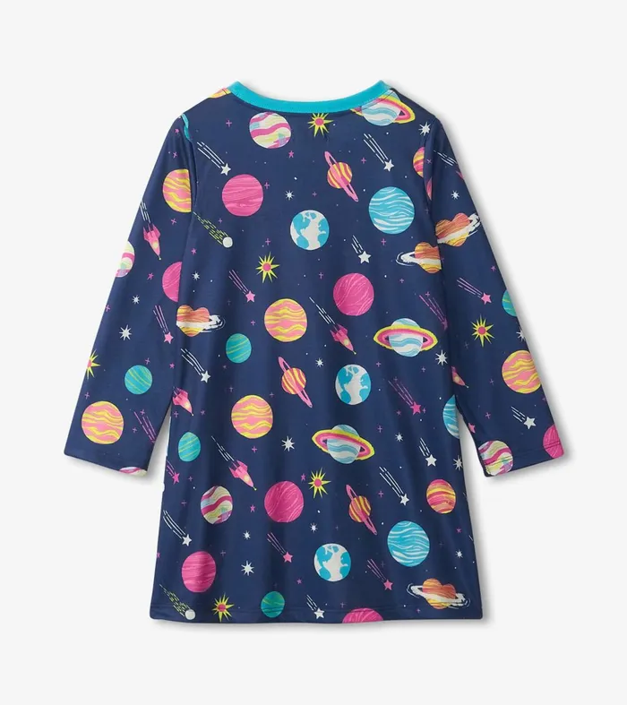 Sleepwear Girls Hatley Interstellar Long Sleeve Girls Nightgown