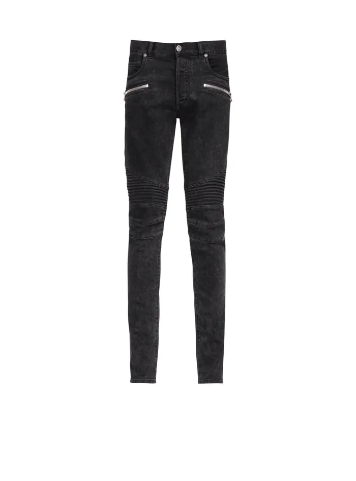 Slim Cut Cotton Jeans Black Men Balmain Denim