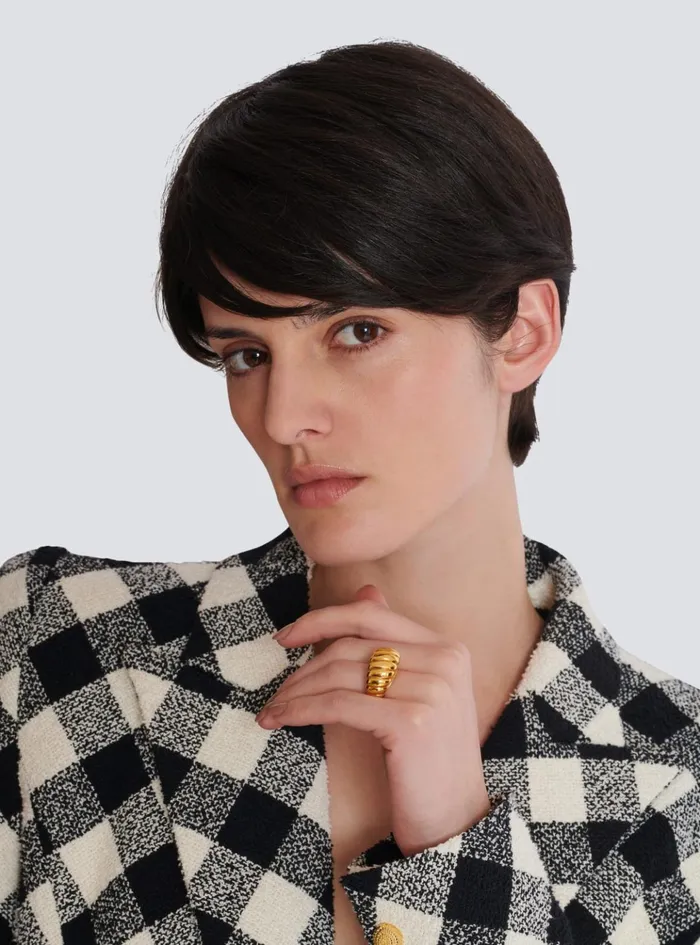 Snail Ring In Brass And Crystals Gold Women Balmain Fashion Jewelry