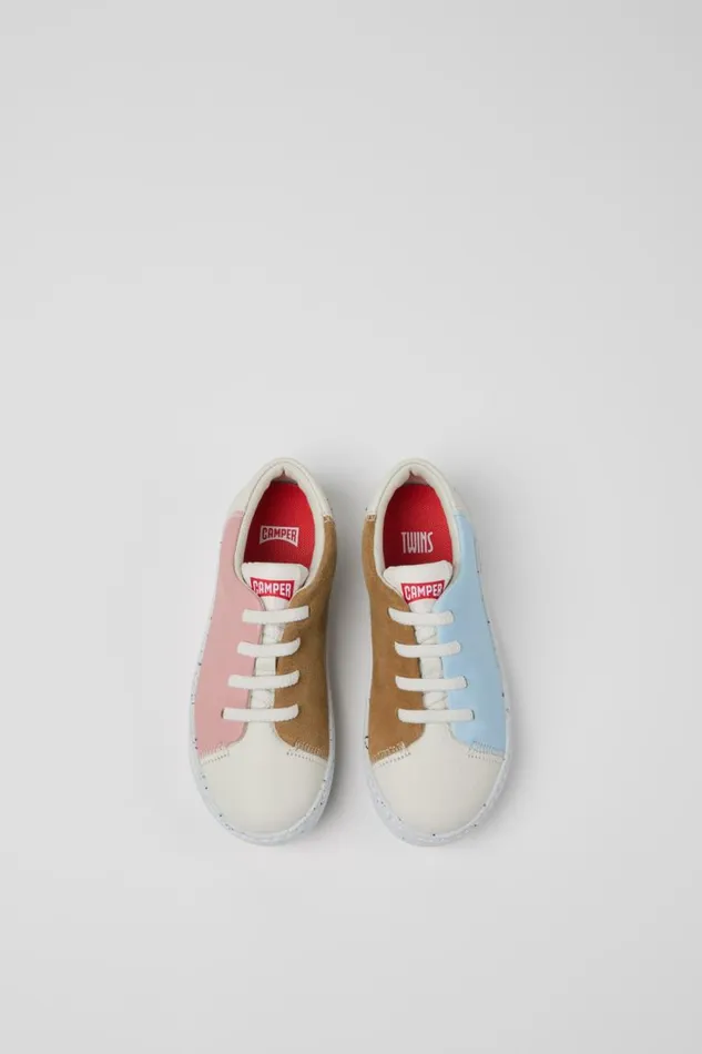 Sneakers Kids Camper Twins Multicolor Leather And Nubuck Sneakers