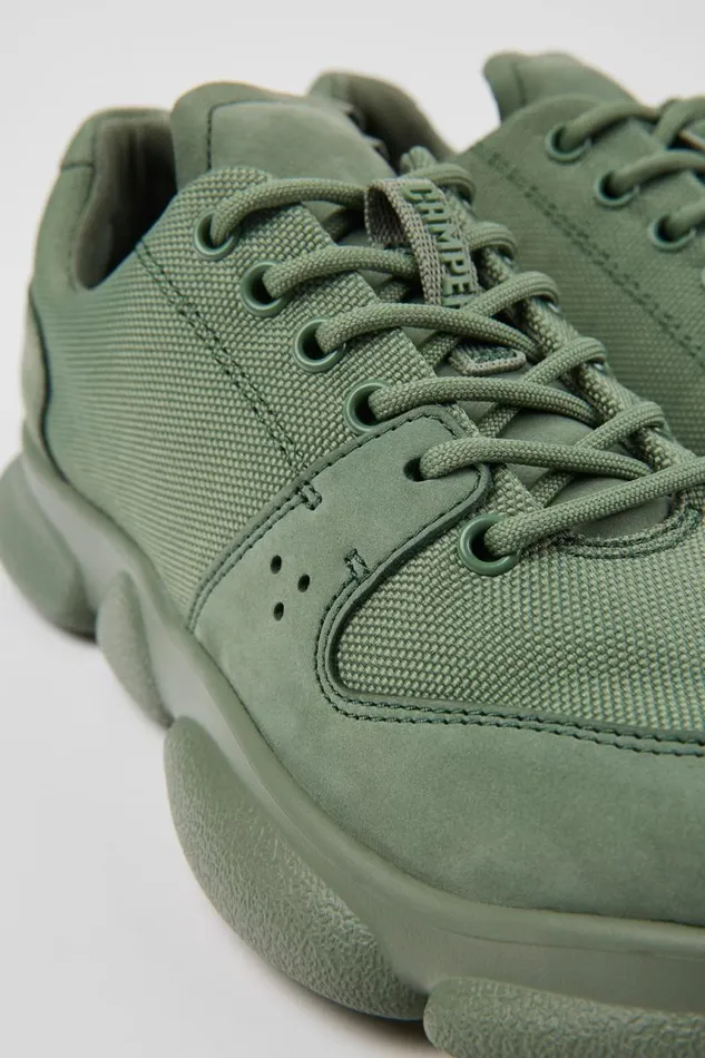 Sneakers Women Camper Karst Green Leather And Recycled PET Sneakers