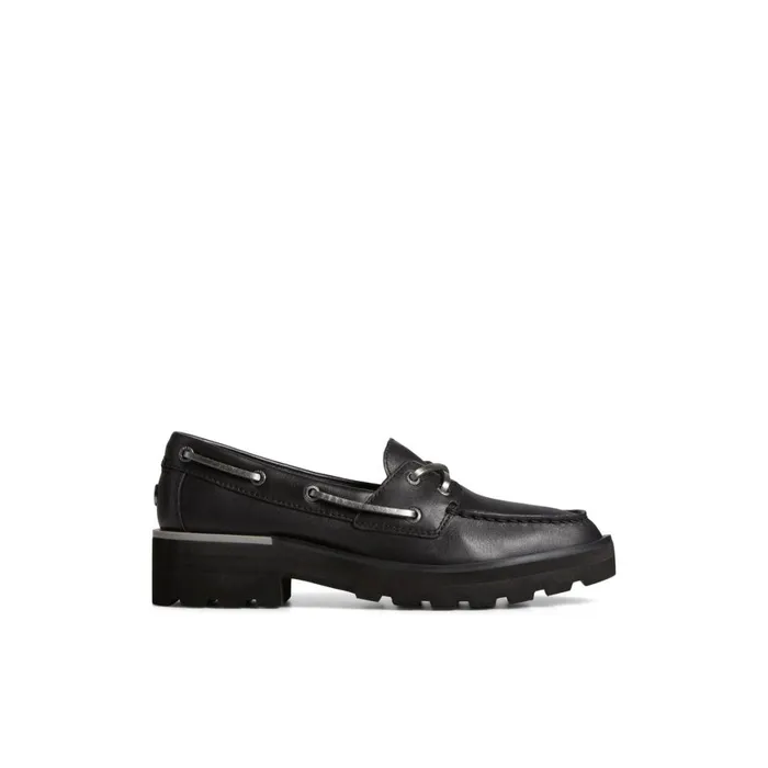Sperry Lug Boat Shoe Black Women Boat Shoes