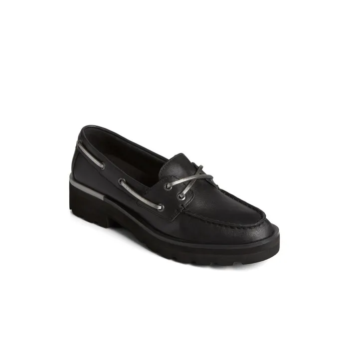 Sperry Lug Boat Shoe Black Women Boat Shoes