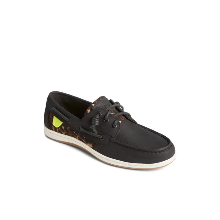 Sperry Songfish Cheetah Boat Shoe Black Women Boat Shoes