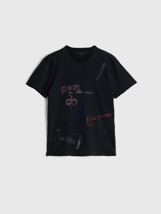 STENCIL TEE Black Clothing John Varvatos Graphic Tees