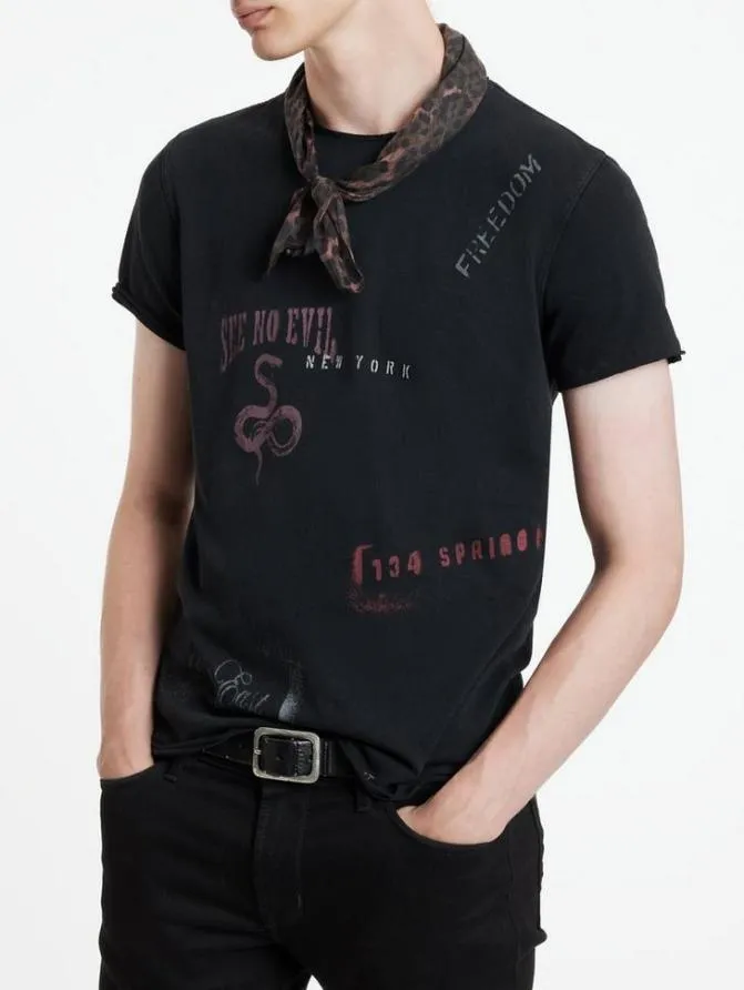 STENCIL TEE Black Clothing John Varvatos Graphic Tees