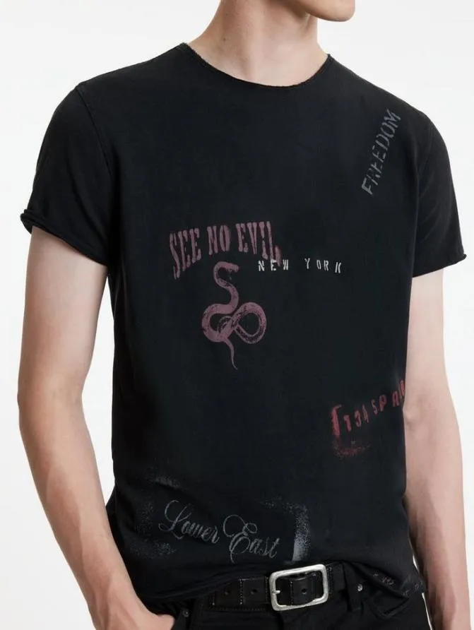 STENCIL TEE Black Clothing John Varvatos Graphic Tees