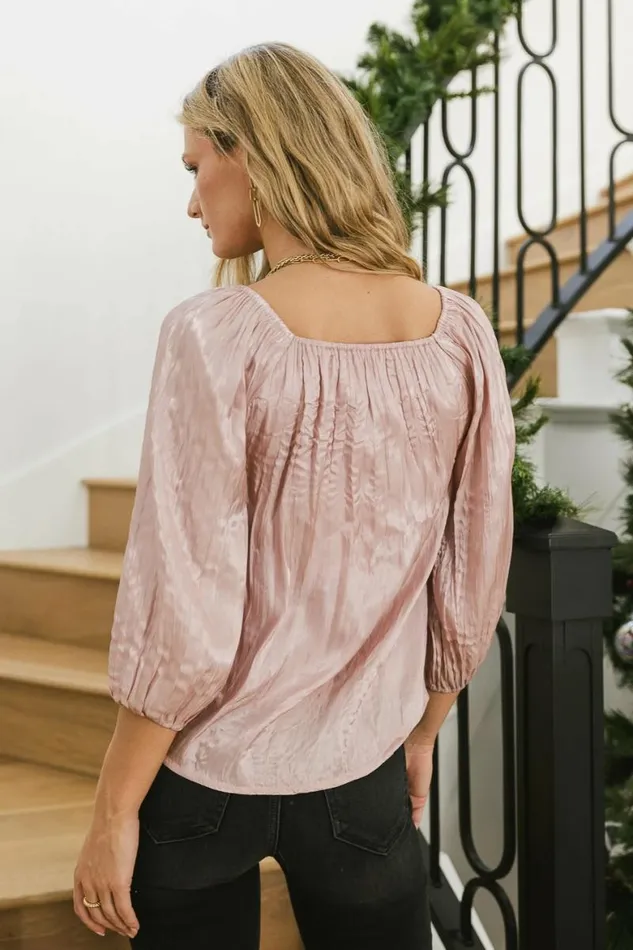 Stevie Plisse Blouse In Blush Blush Women Bohme Tops