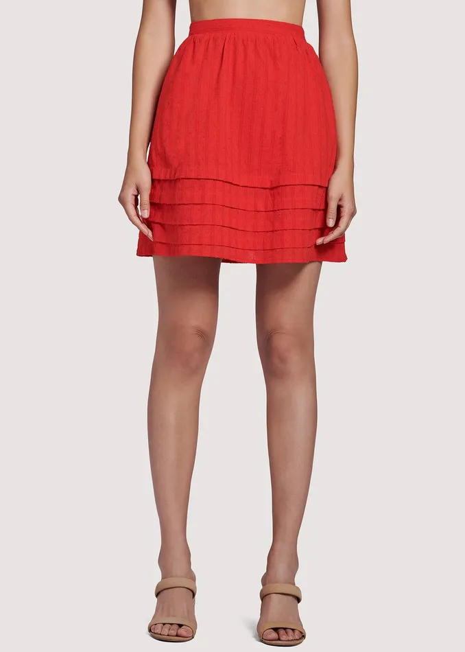 Strawberrry Waves Mini Skirt Red Women Lost Wander Skirts