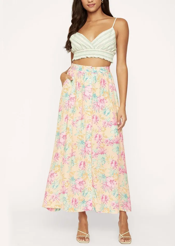Sunkist Aloha Maxi Skirt Peachmulti Women Lost Wander Skirts